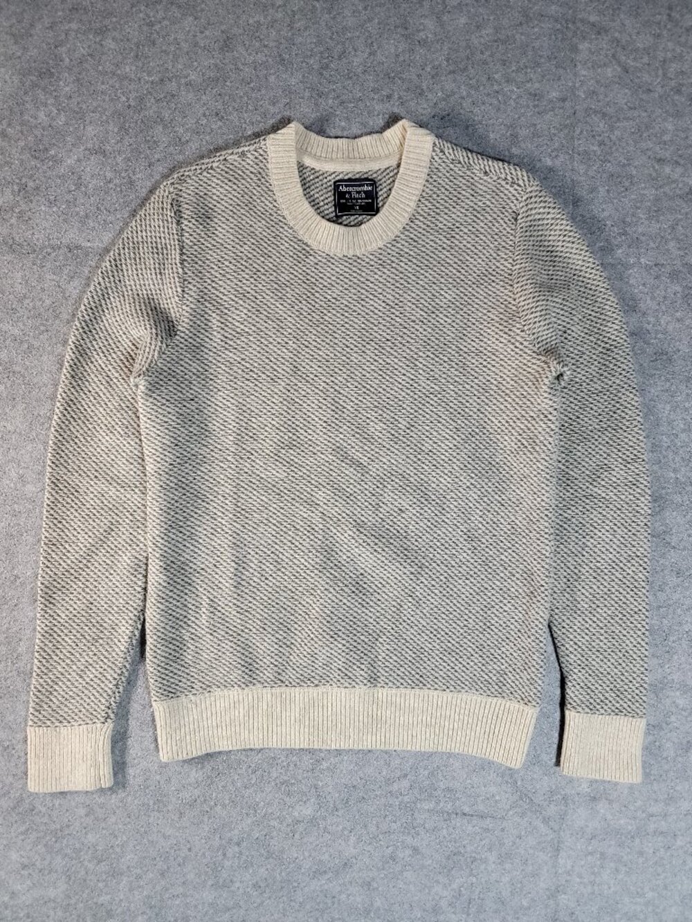 Abercrombie & Fitch Wool Alpaca Blend Knit Sweater Crewneck Men XS Cream Grey